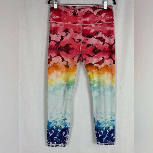 Fabletics Rainbow Ombre High-Waist Leggings in Red, Orange, Yellow, Green, Blue - Picture 1 of 4